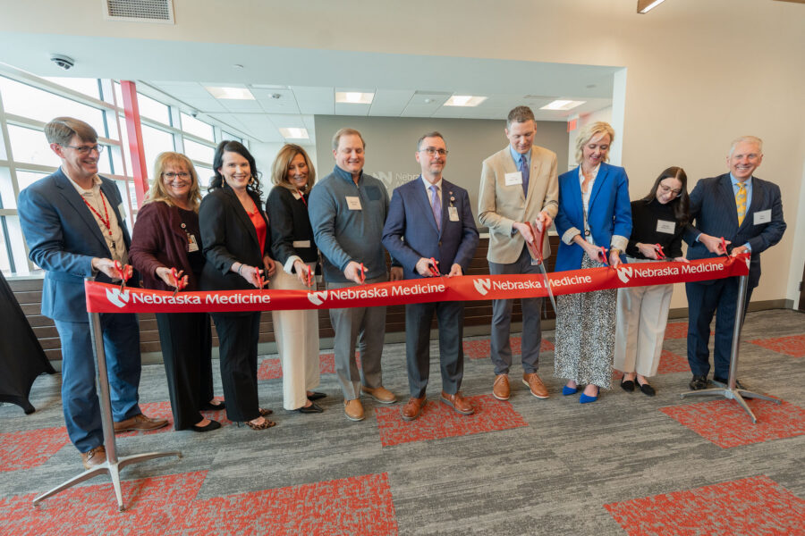 Nebraska Medicine officials and Bennington Mayor Clint Adams cut the ribbon on the new Nebraska Medicine-Bennington Health Center.