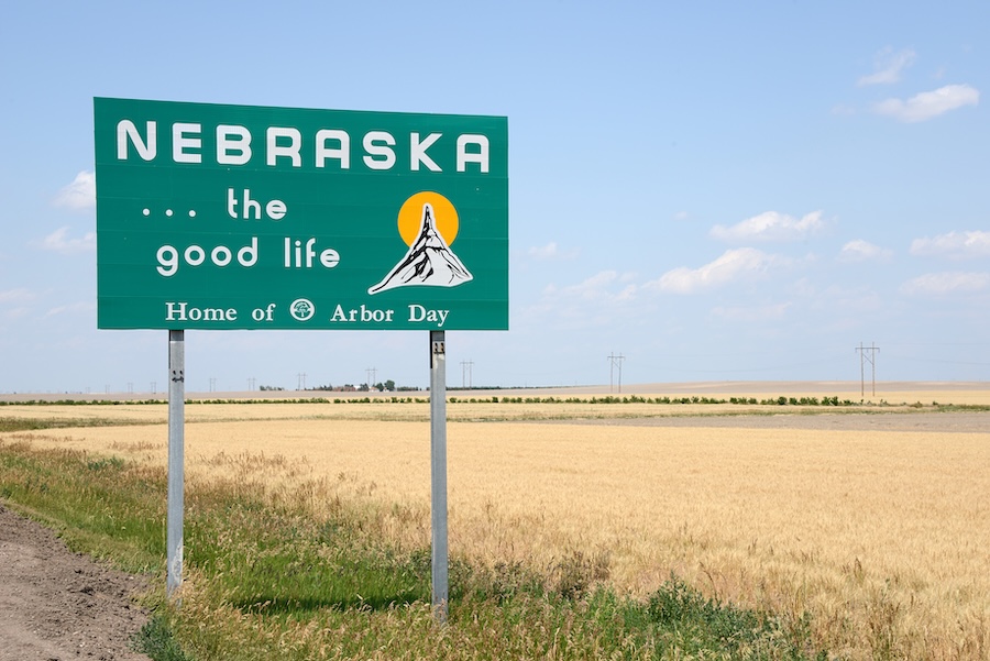 Welcome to Nebraska road sign in rural Nebraska
