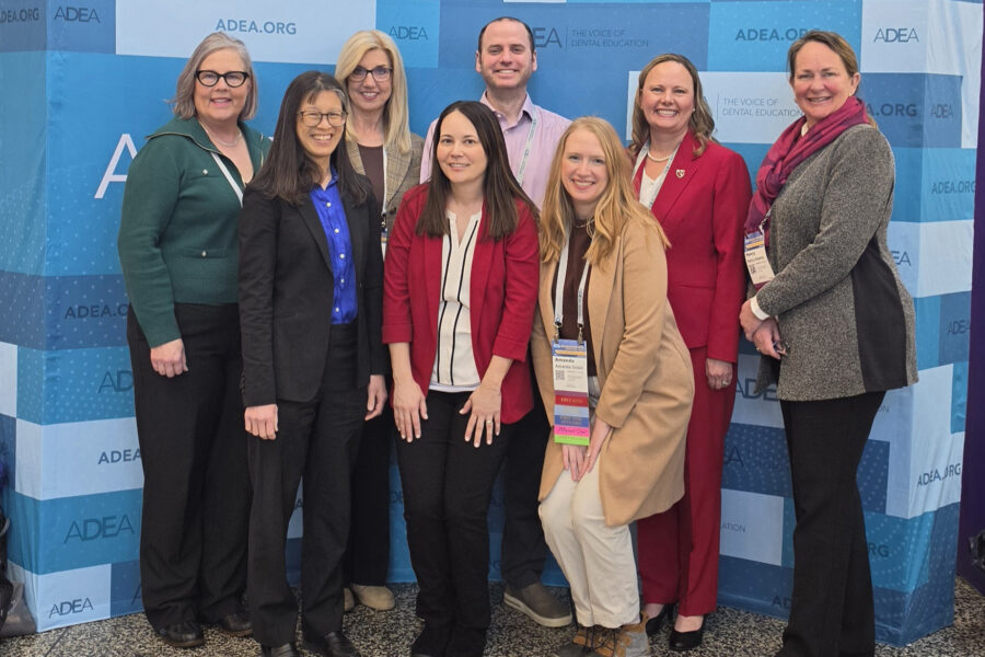 From left&comma; UNMC College of Dentistry faculty members at the ADEA Session and Exhibition included Jane Broekemeier&comma; Yun Saksena&comma; DMD&comma; Tammie Vargo&comma; DHA&comma; Nicole Baker&comma; Greg Bennett&comma; DMD&comma; Amanda Dolen&comma; Lisa Moravec and Nancy Adams&comma; PhD