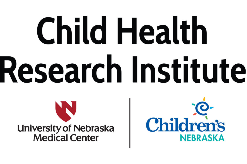 Logo that says Child Health Research Institute, University of Nebraska Medical Center with the UNMC and Nebraska Medicine shield logo and Children's Nebraska and its logo