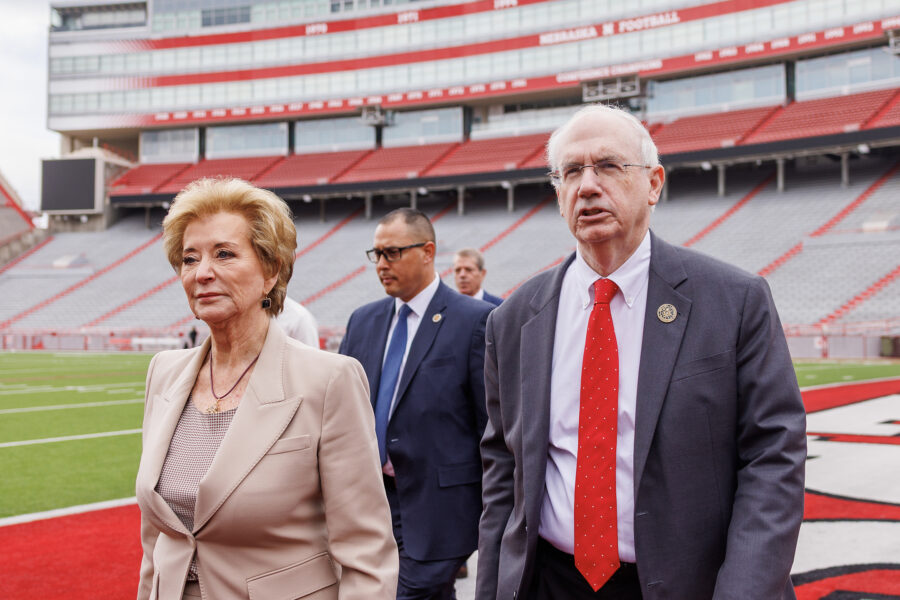 U&period;S&period; Secretary of Education Linda McMahon met with university leaders&comma; including Jeffrey P&period; Gold&comma; MD&comma; president of the University of Nebraska System&comma; as well as toured the Osborne Legacy Complex and learned more about how Nebraska supports student success through innovative academic and athletic partnerships&period;