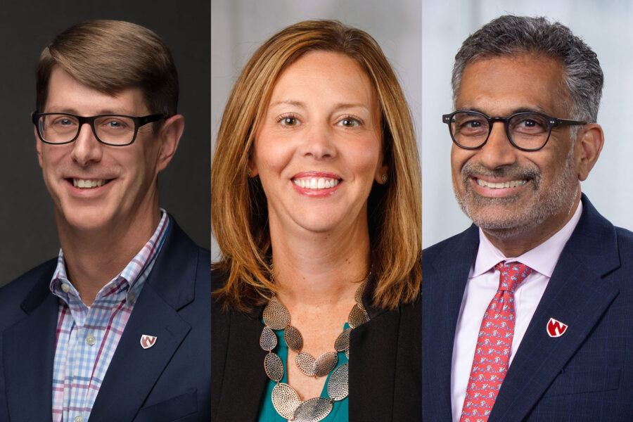 Co-chairs of the med center's Executive Sustainability Council are Kyle Skiermont&comma; PharmD&comma; Nebraska Medicine chief operating officer&semi; Jen Bartholomew&comma; UNMC and Nebraska Medicine associate vice president of capital projects&semi; and Ali S&period; Khan&comma; MD&comma; MPH&comma; dean of the UNMC College of Public Health&period;