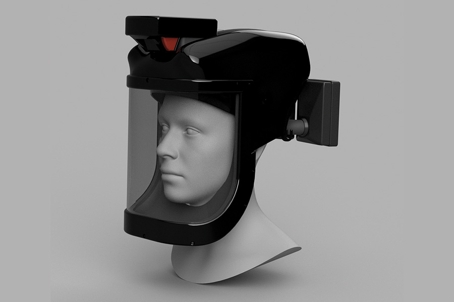 Led by UNMC’s Elizabeth Beam, PhD, the team is developing powered air-purifying respirators that allow health care workers and their patients to breathe safely in hazardous conditions, including this ruggedized prototype for austere conditions.