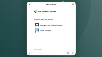 Log-in screen example for personal iPad/iPhone devices 