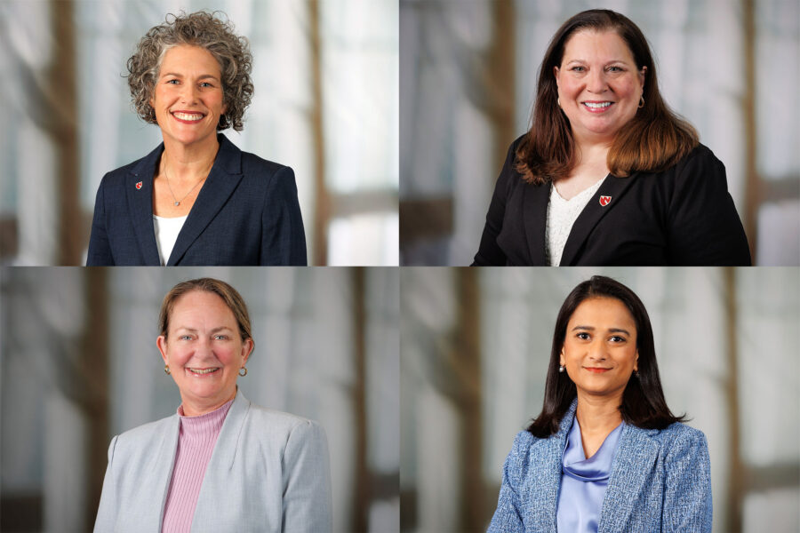 Clockwise from top left&comma; Amy Killeen&comma; DDS&semi; Julie Marshall&comma; DDS&semi; Upoma Guha&semi; and Nancy Adams&comma; PhD&comma; have been named to new leadership roles in the college&period;