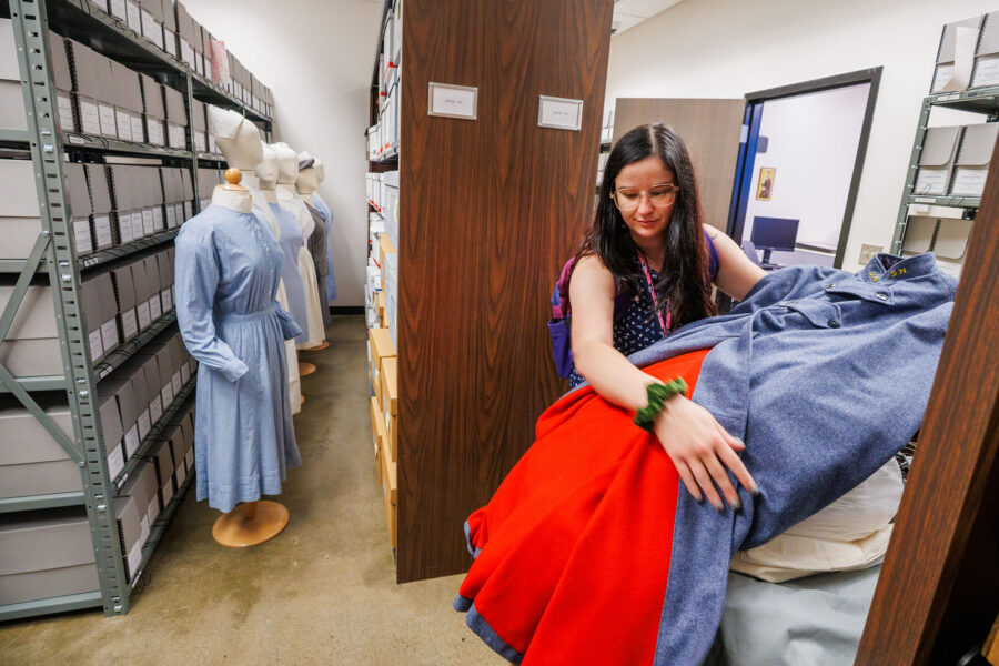 Savanna Falter&comma; archival collections specialist with the McGoogan Health Sciences Library&comma; helped coordinate the move as items from the UNMC College of Nursing and Alumni Museum transferred to the McGoogan Library&period;