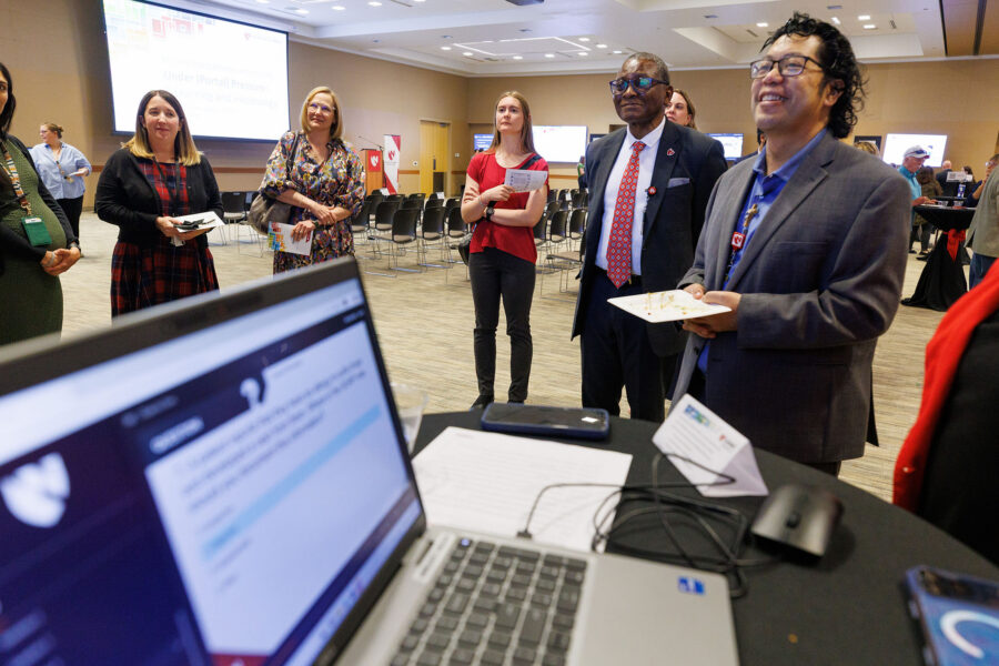 Student participants demonstrated their e-modules to event attendees at the 2026 E-Learning Showcase&period;