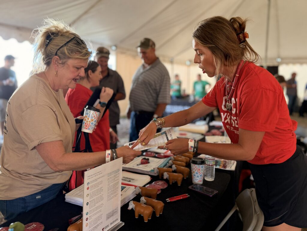Cancer center information handed out at table