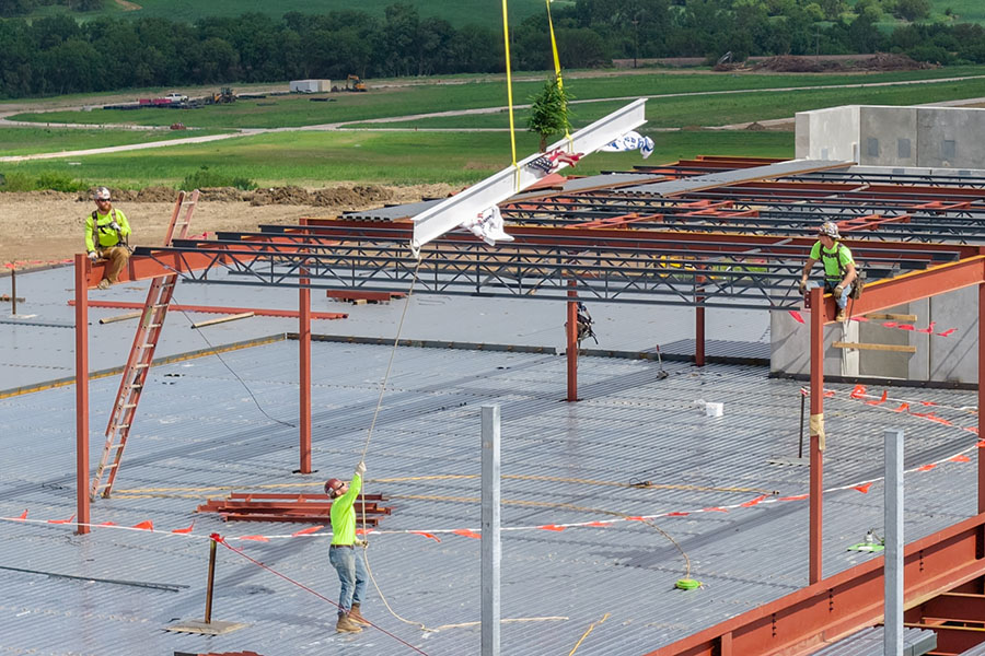 Beam raising for the Gretna Landing Health Center.