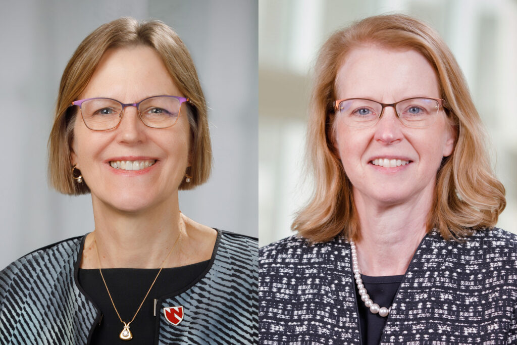 Joann Sweasy, PhD, director of the Eppley Institute for Research in Cancer and Allied Diseases and the Fred & Pamela Buffett Cancer Center, and Paula Kohles, director of the UNMC Office of Financial Aid