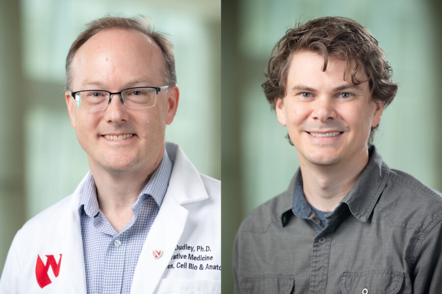 From left&comma; Andrew Dudley&comma; PhD&comma; and Jordan Rowley&comma; PhD