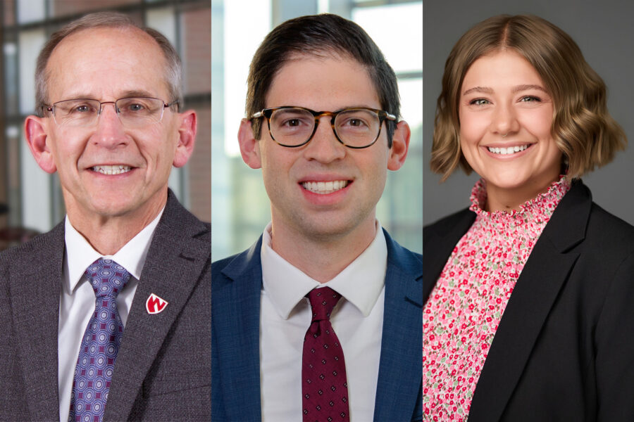 From left&comma; Robert Messbarger&comma; MD&semi; Daniel Pierce&comma; MD&semi; and medical student Amber Gowen