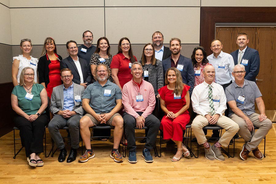 Members of the UNMC College of Dentistry Class of 2005 gathered for a group photo at last year's alumni event&period;