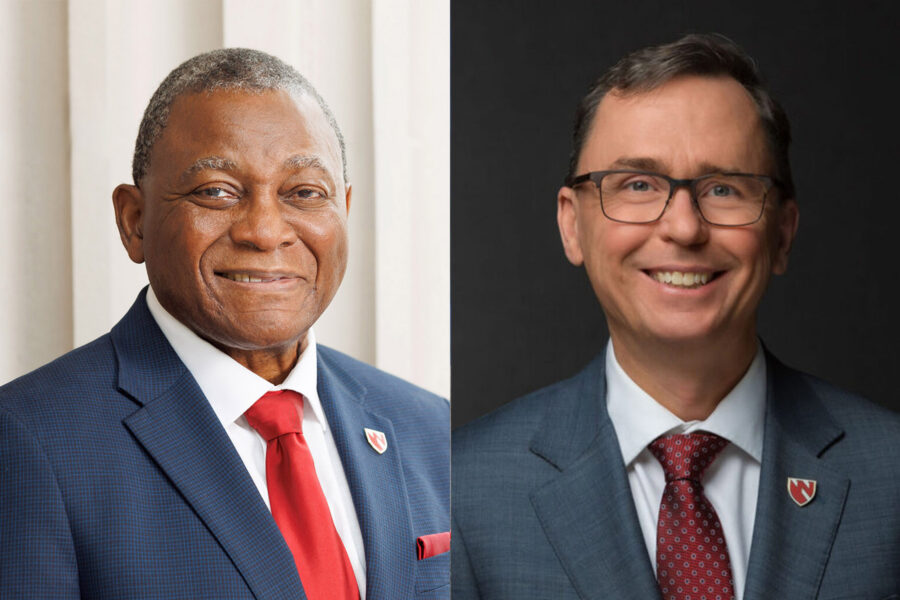 H&period; Dele Davies&comma; MD&comma; chancellor&comma; UNMC&comma; and Michael Ash&comma; MD&comma; CEO&comma; Nebraska Medicine