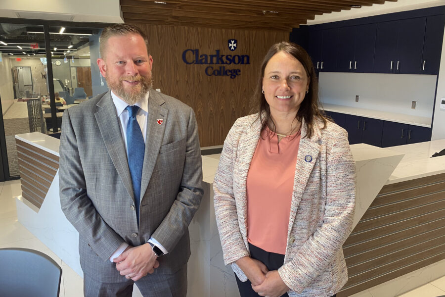 Donald Klepser&comma; PhD&comma; the Joseph D&period; Williams Endowed Dean of the UNMC College of Pharmacy&comma; and Andreia Nebel&comma; EdD&comma; president and CEO of Clarkson College&comma; officially signed an agreement Sept&period; 10 to create the Early Assurance Program&comma; an innovative partnership between the two institutions&period;