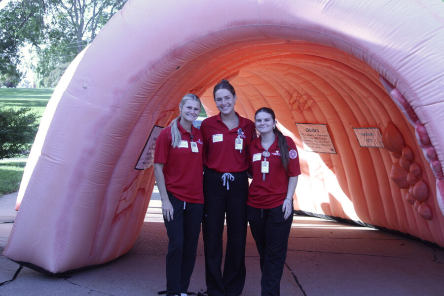 UNMC nursing students Morgan Brady&comma; Grace Kelley and Addyson Connolly volunteered at the event&period;