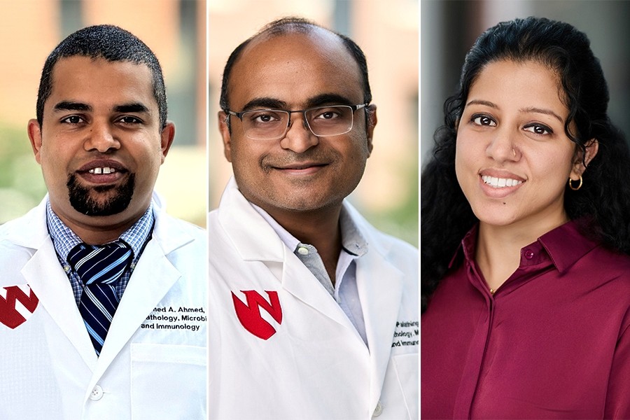 From left, Drs. Ahmed Ahmed, Ejas Bava and Joyce Pazhayattil
