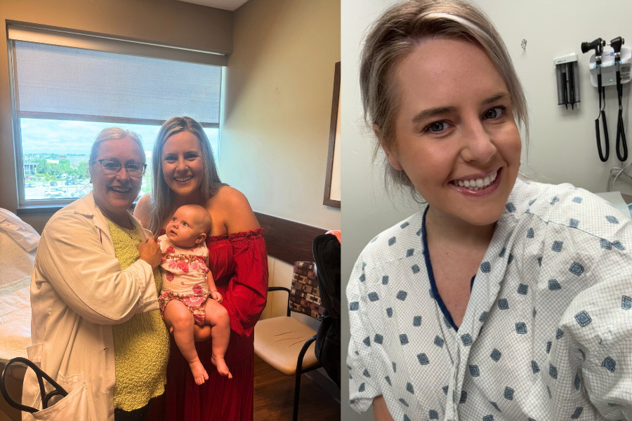 At left&comma; Kerry Rodabaugh&comma; MD&comma; baby Lucy and Brandi Muhle&semi; at right&comma; Brandi Muhle