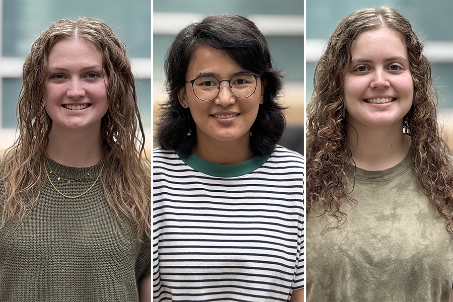 New IPID graduate students&comma; from left&colon; Kaitlyn Duffy&comma; Jhyama Gurung and Elli Petersen