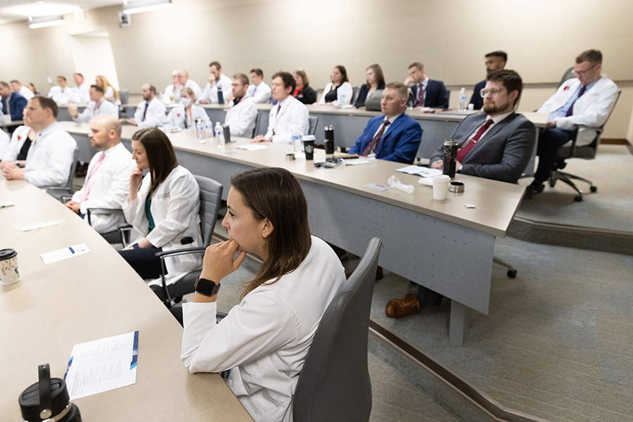 Residents and staff attending a lecture