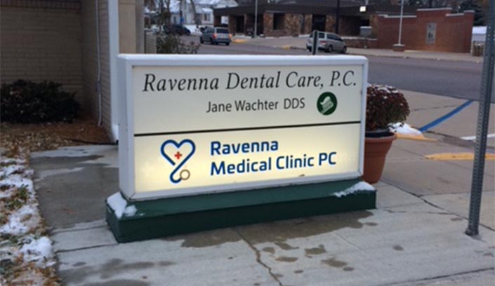 UNMC alum Ryan Lieske operates the Ravenna Medical Clinic, next-door to Jane Wachter, DDS, also a UNMC alum, who took over her father's dental practice.
