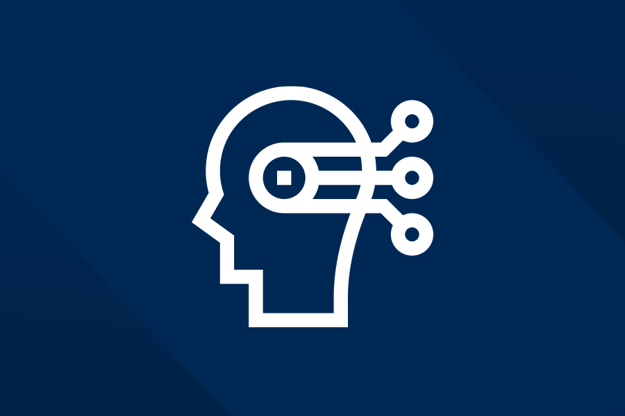 graphic of a head with cogs to symbolize learning from data