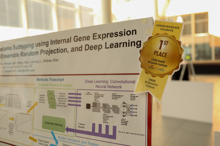 scientific poster with winning ribbon on it