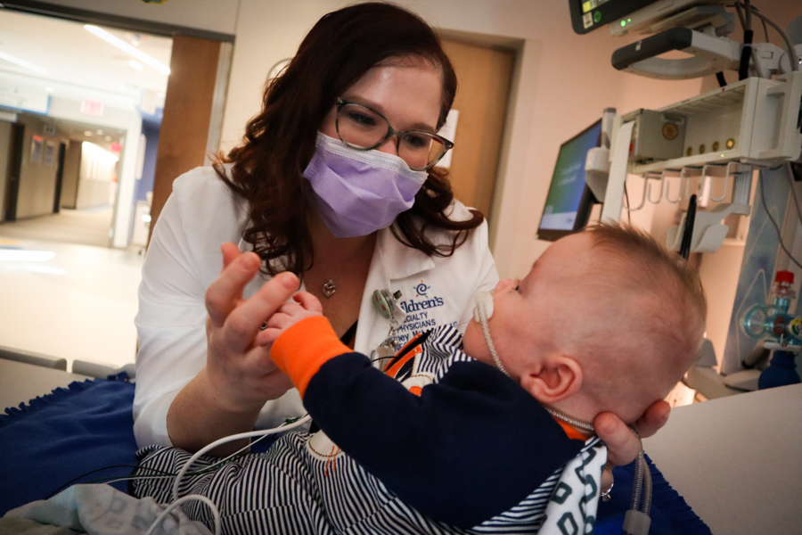 Physician examining a patient