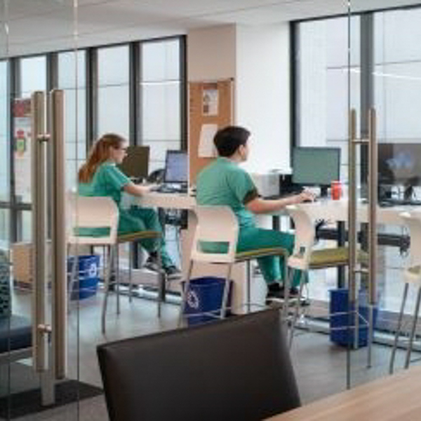 residents studying in new wellness lounge