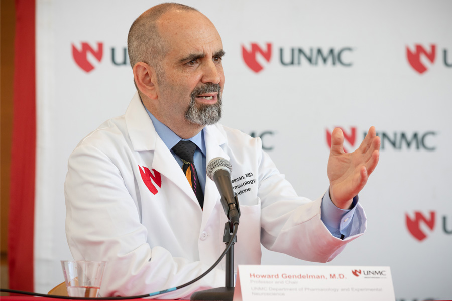 Dr. Howard Gendelman speaks at a press conference