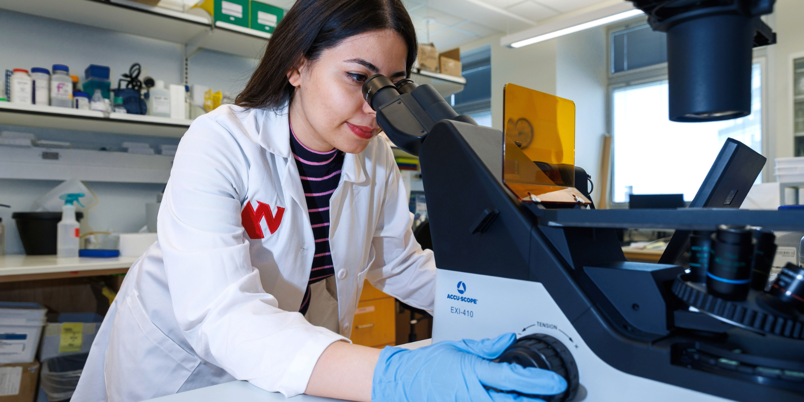 Woman with microscope