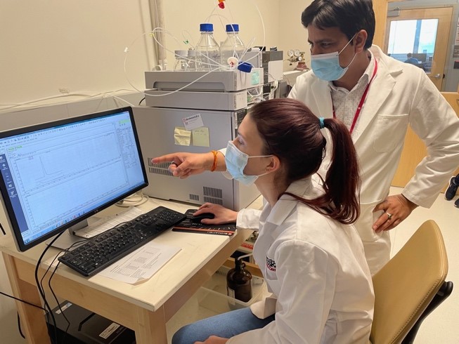 Student working on computer in lab