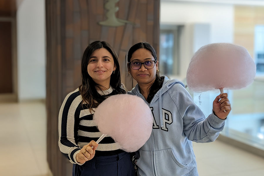 students with cotton candy