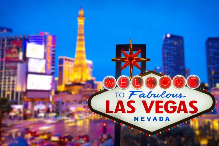 Las Vegas skyline and sign