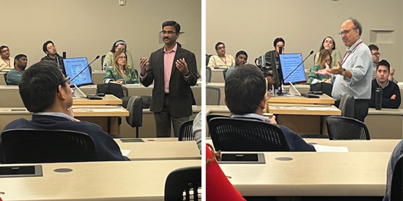 Dr. Babu Guda, PhD and Dr. Howard Fox, MD, PhD present a seminar to UNMC postdoctoral scholars addressing “The AI Conundrum:  Balancing Automation with Critical Thinking Skills."