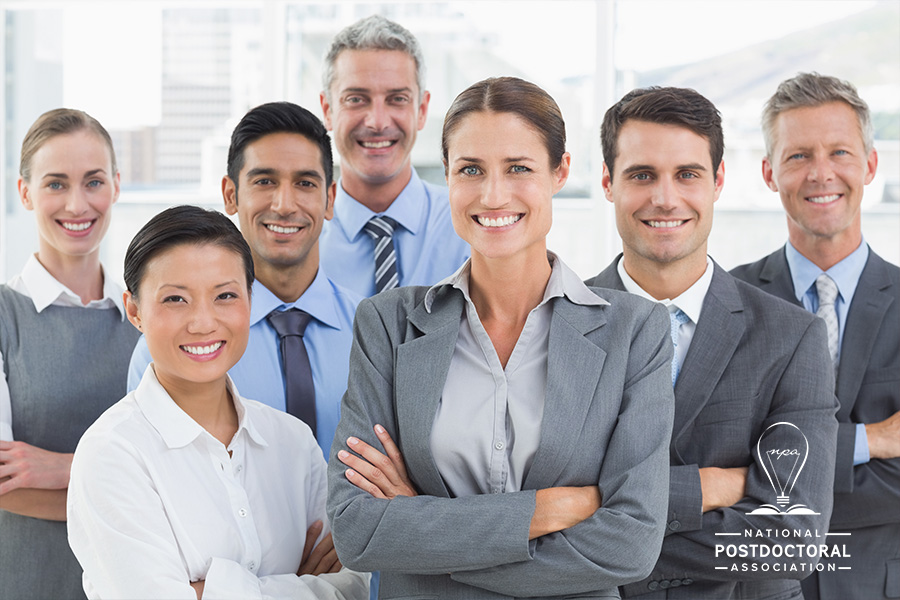 Diverse group of business people smiling at camera