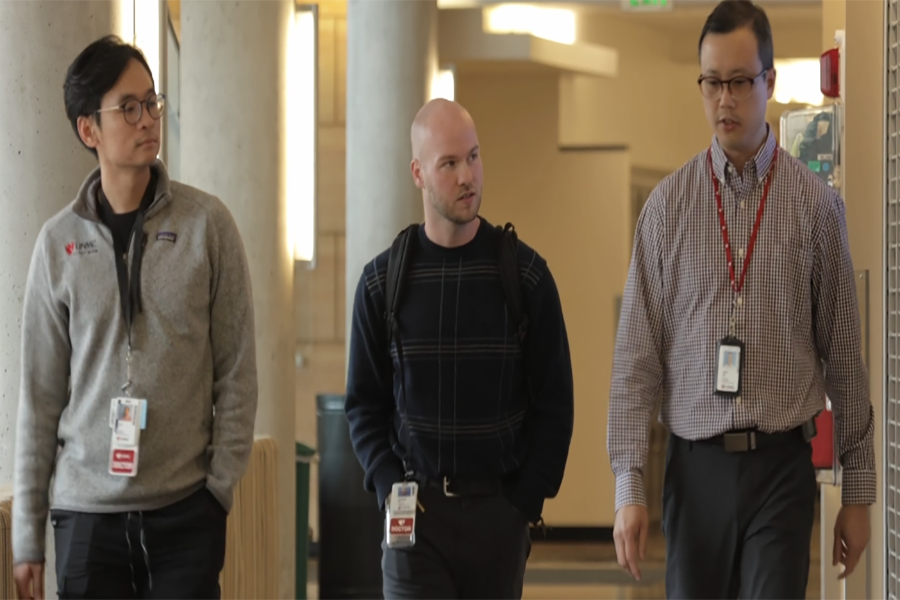 Three psychiatry faculty members at work.