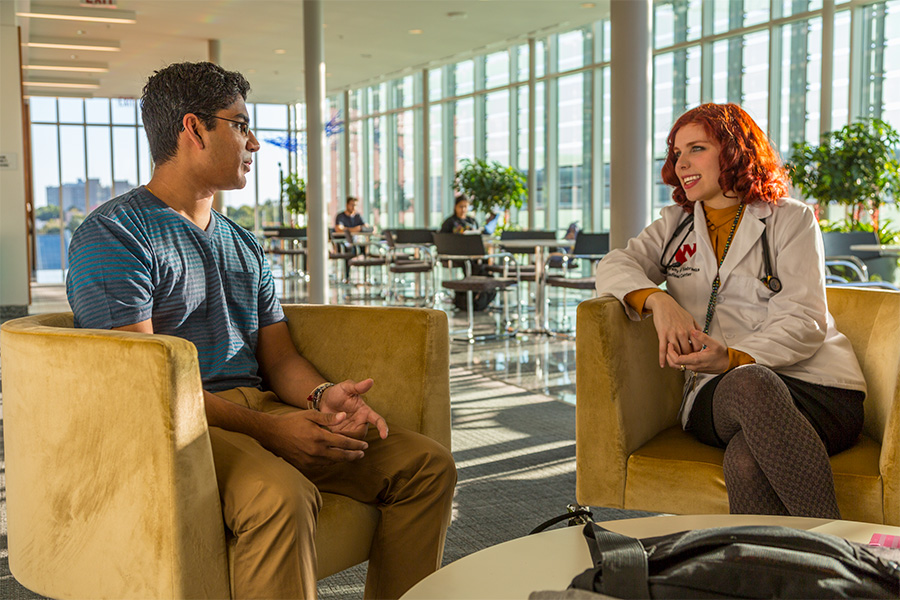 Public health and medical students discussing