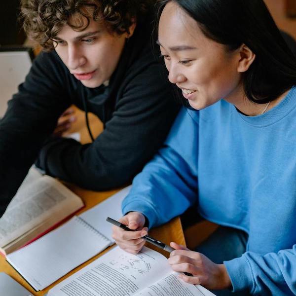 Two students doing homework.