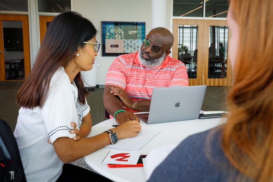 Our student success coordinator helping a student.