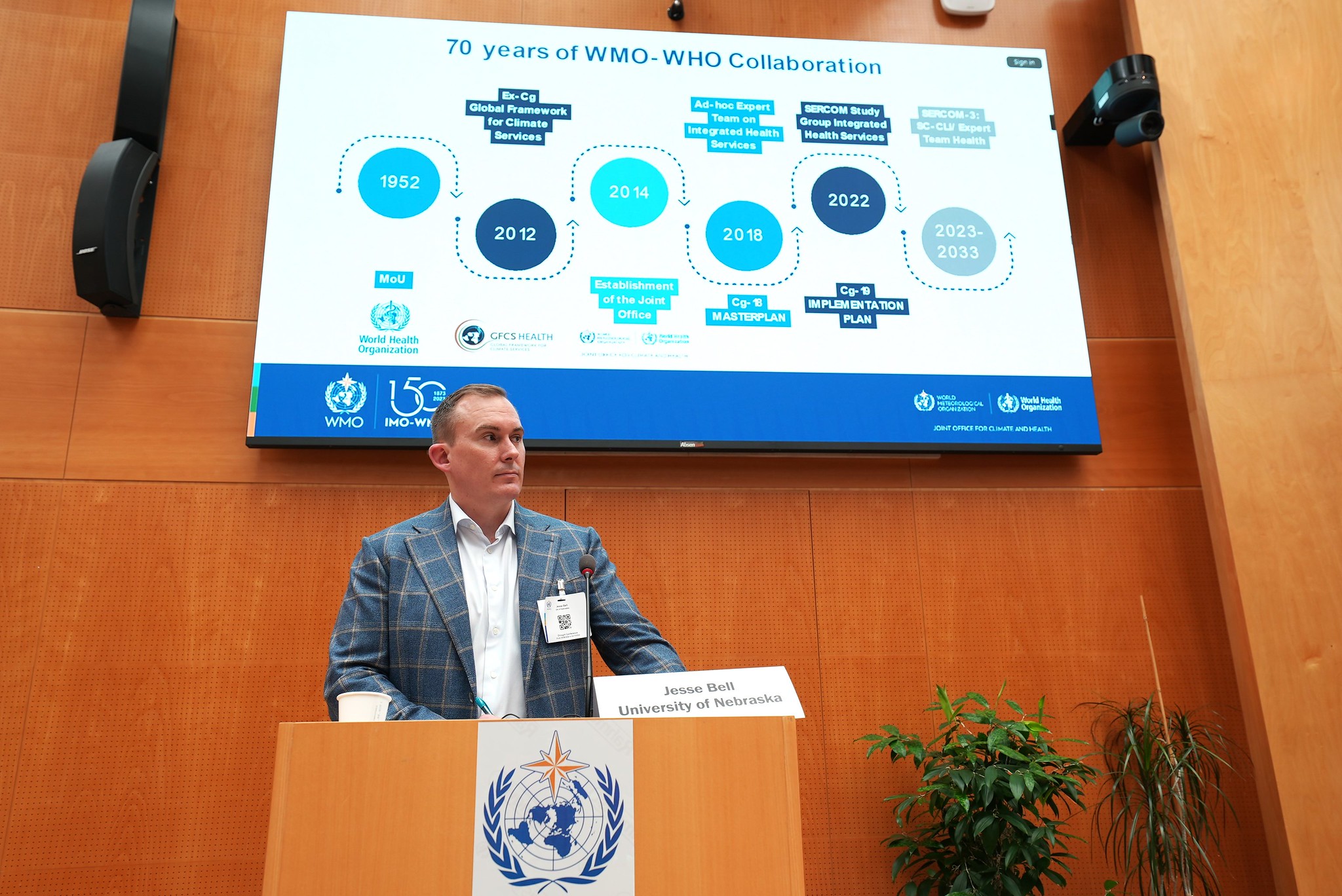 Dr. Jesse Bell at the Drought Resilience +10 Conference in Geneva Switzerland