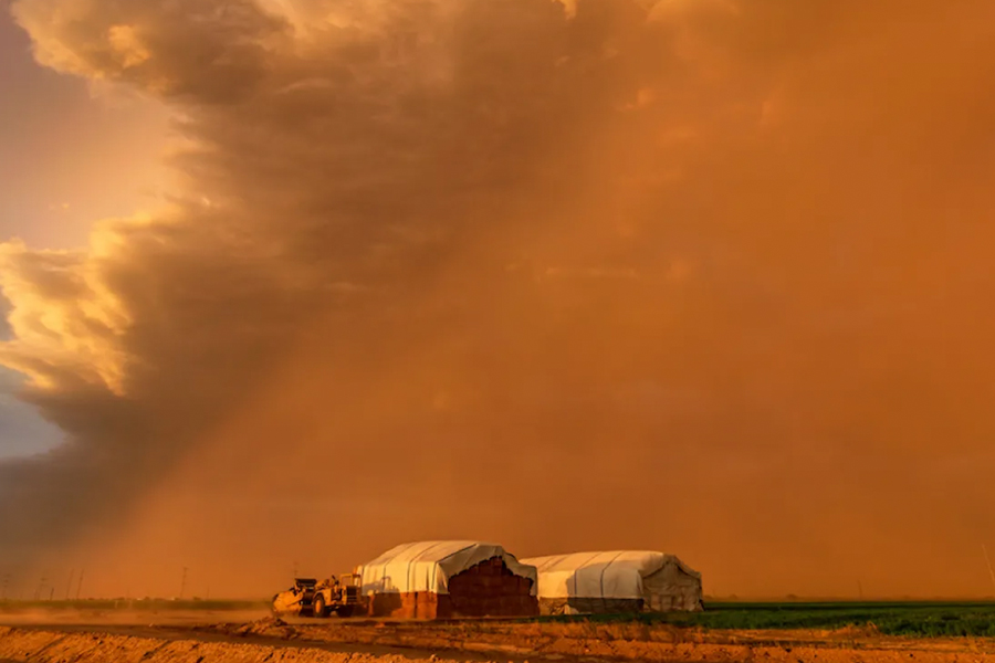 Farmhouse during sunset