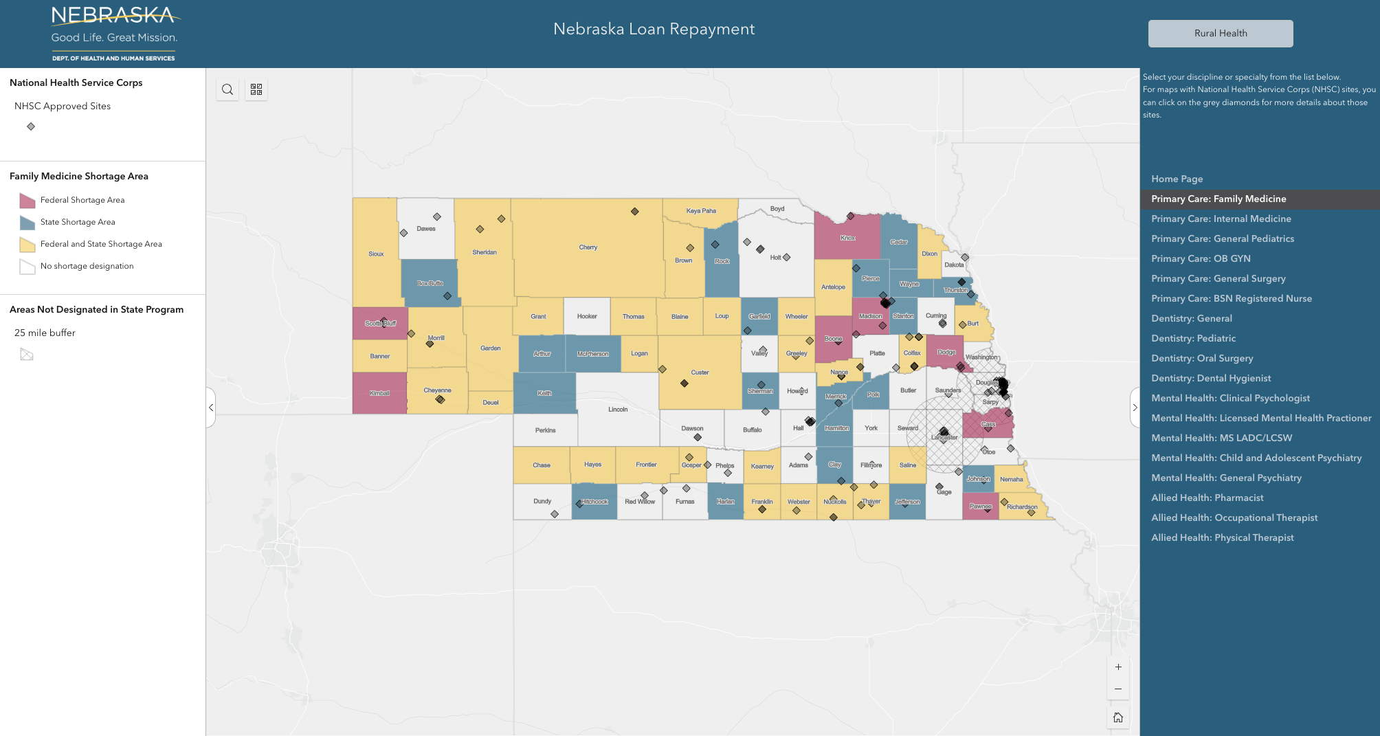dhhs shortage designation areas map