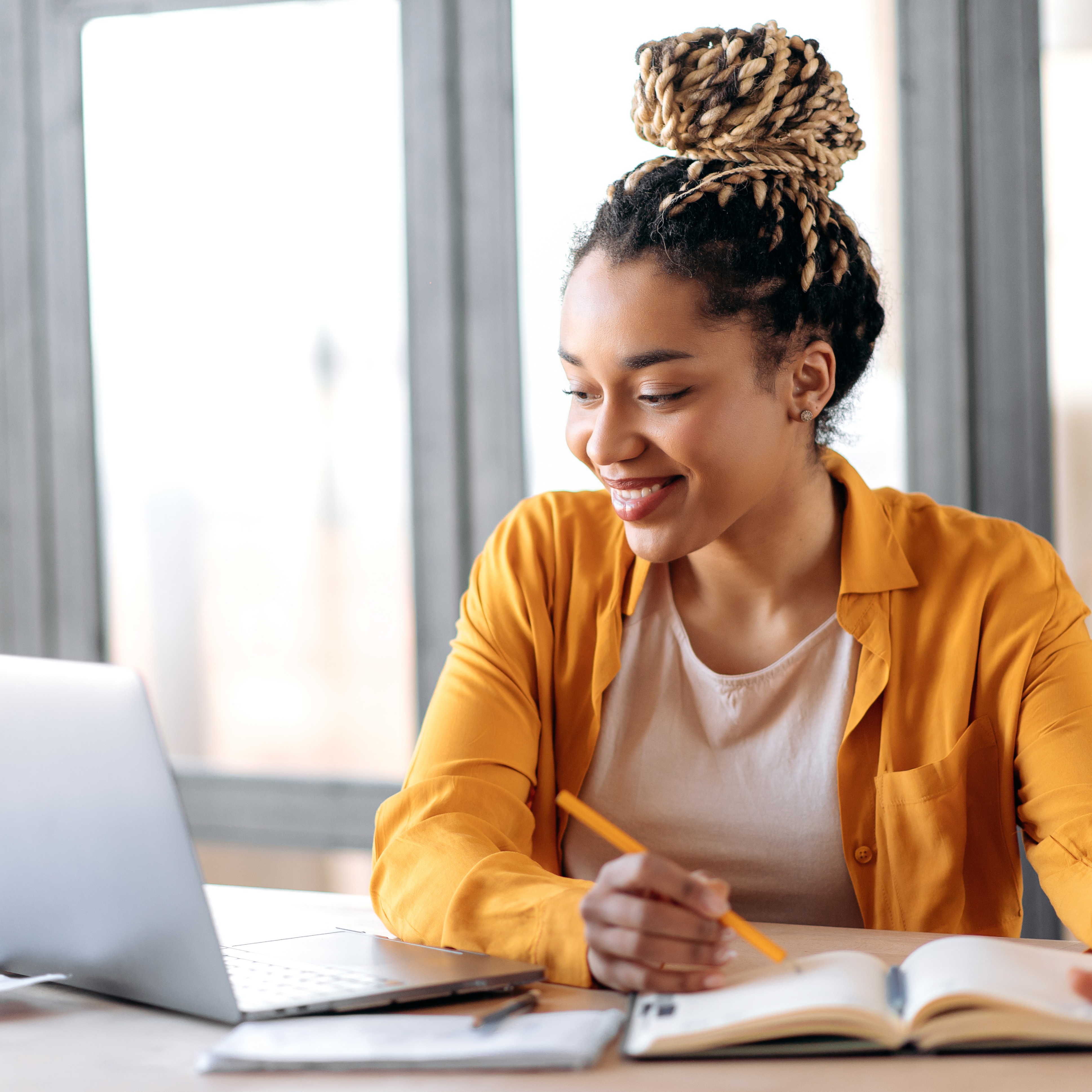 Student studying at computer