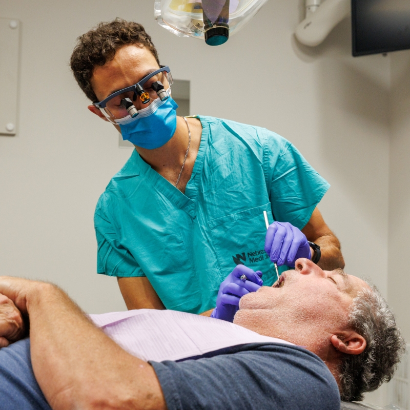 Dentist working on a patient