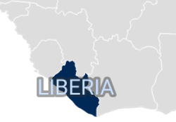 Cut out map with Liberia labeled