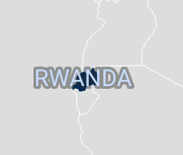 Cut out map with Rwanda labeled