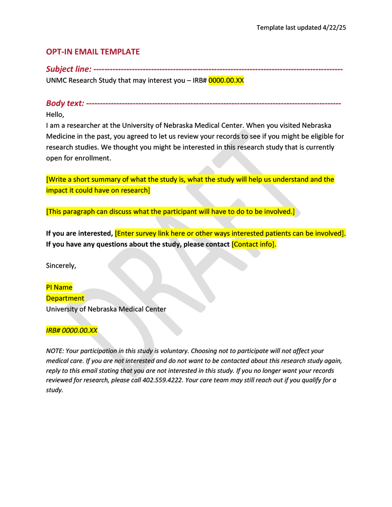 Image of UNMC branding flyer for recruiting for clinical trials