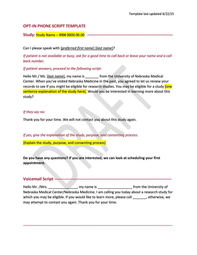 Image of UNMC branding flyer for recruiting for clinical trials