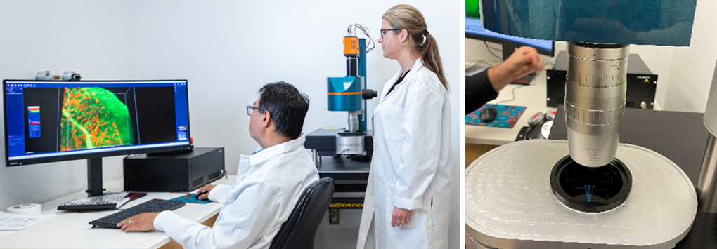 Equipment setup within the core with core staff imaging tissue.